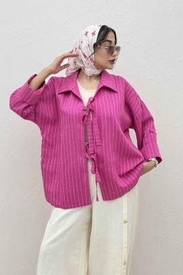 مانتو پشت ریلی دو بند پری راه راه