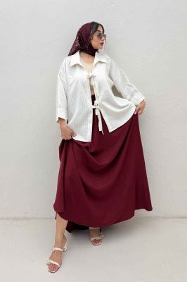 مانتو پشت ریلی دو بند پری راه راه