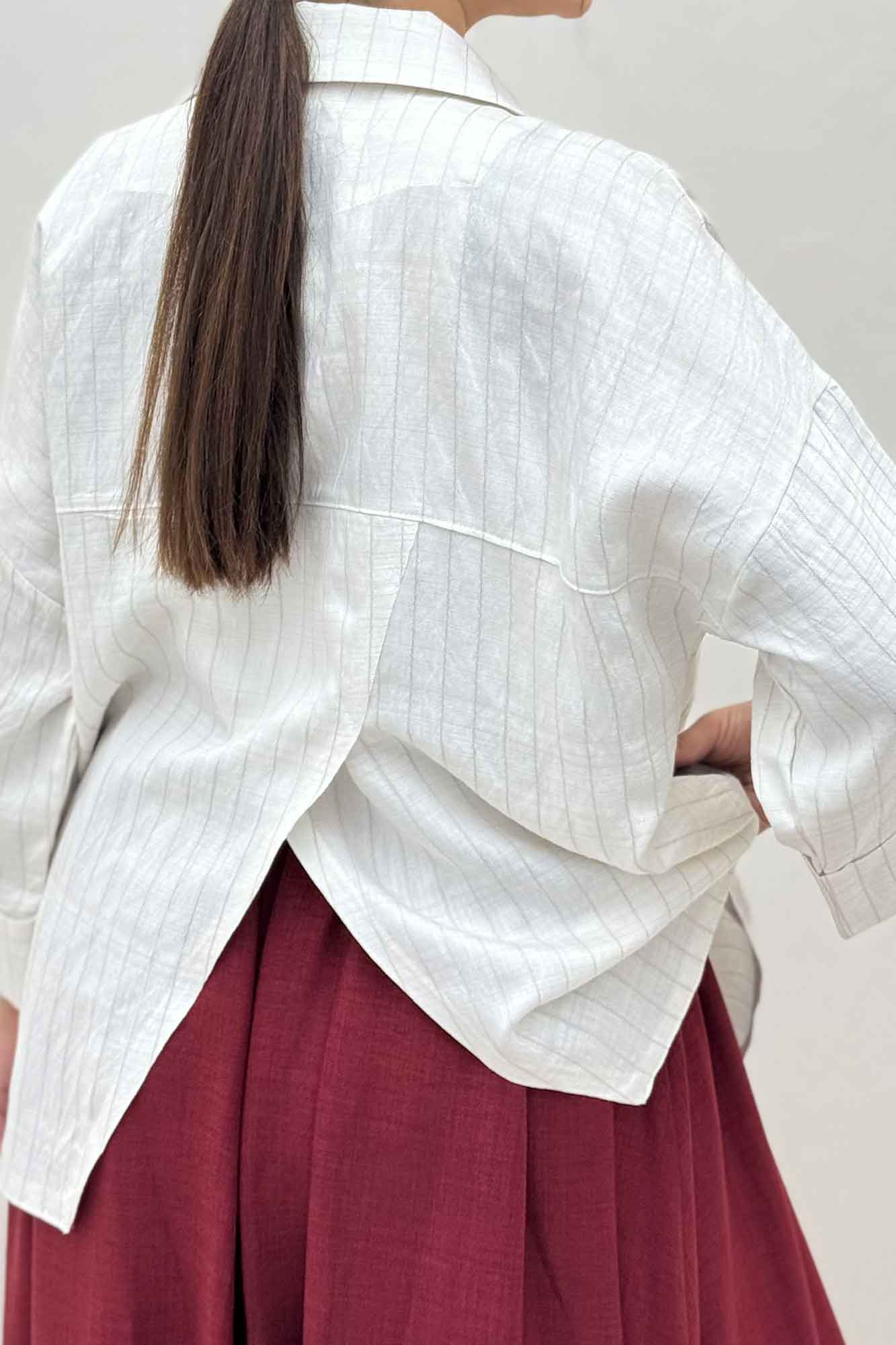 مانتو پشت ریلی دو بند پری راه راه