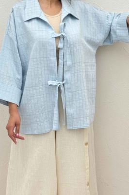 مانتو پشت ریلی دو بند پری راه راه