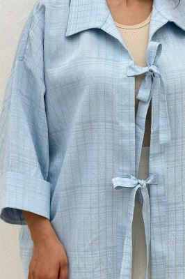 مانتو پشت ریلی دو بند پری راه راه