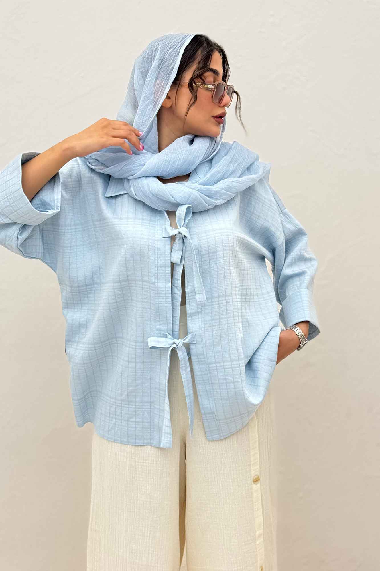 مانتو پشت ریلی دو بند پری راه راه