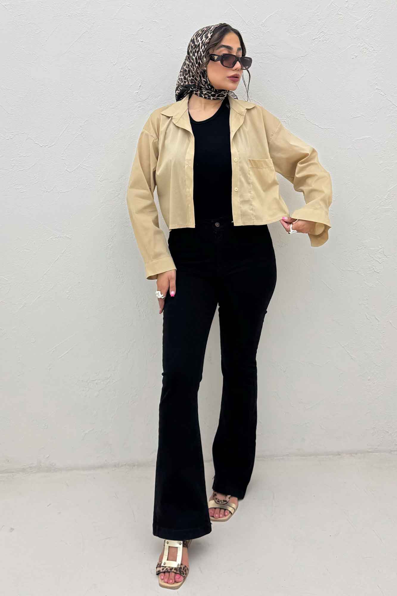 شومیز کراپ پری ساده تک جیب