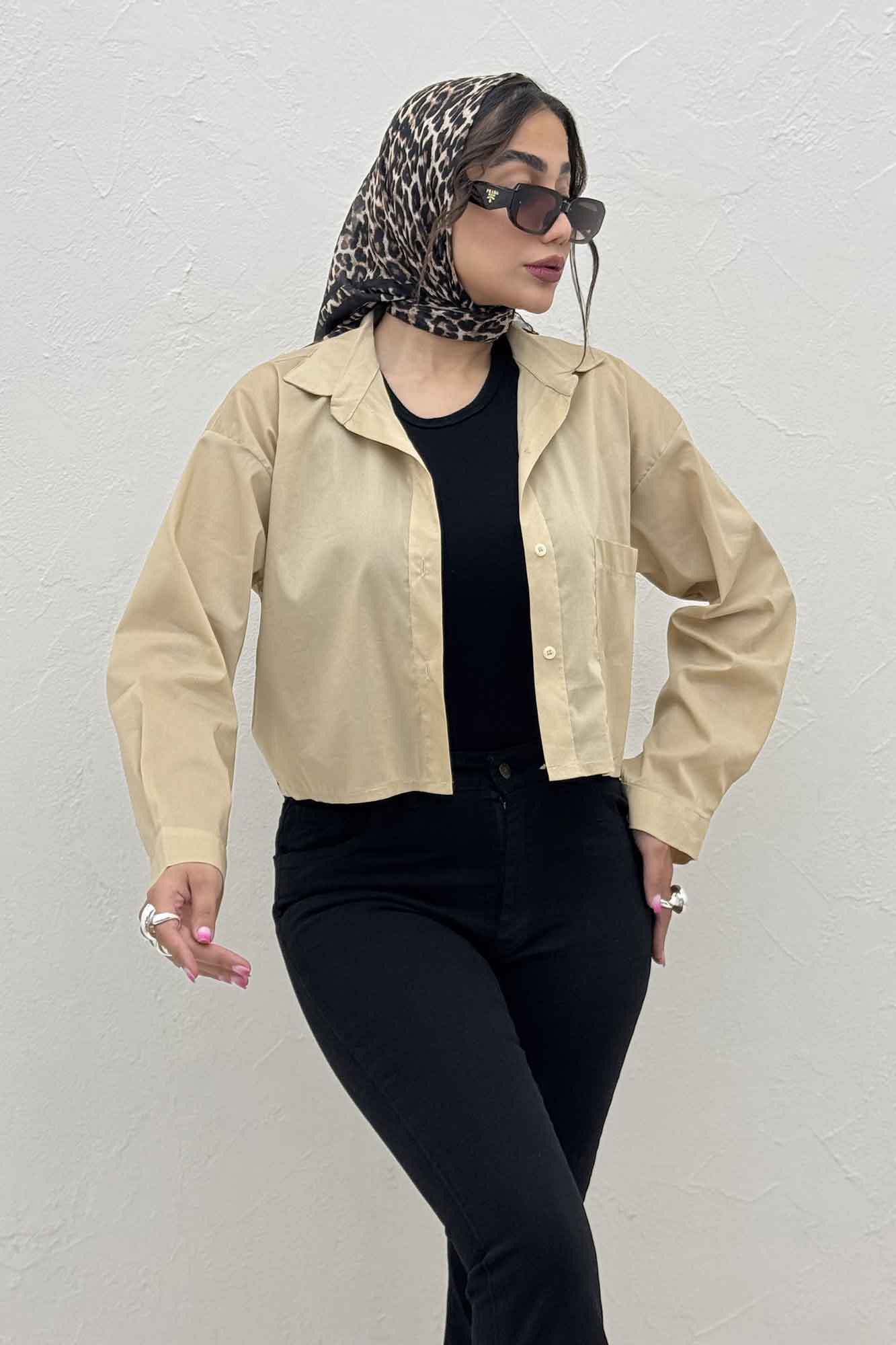 شومیز کراپ پری ساده تک جیب