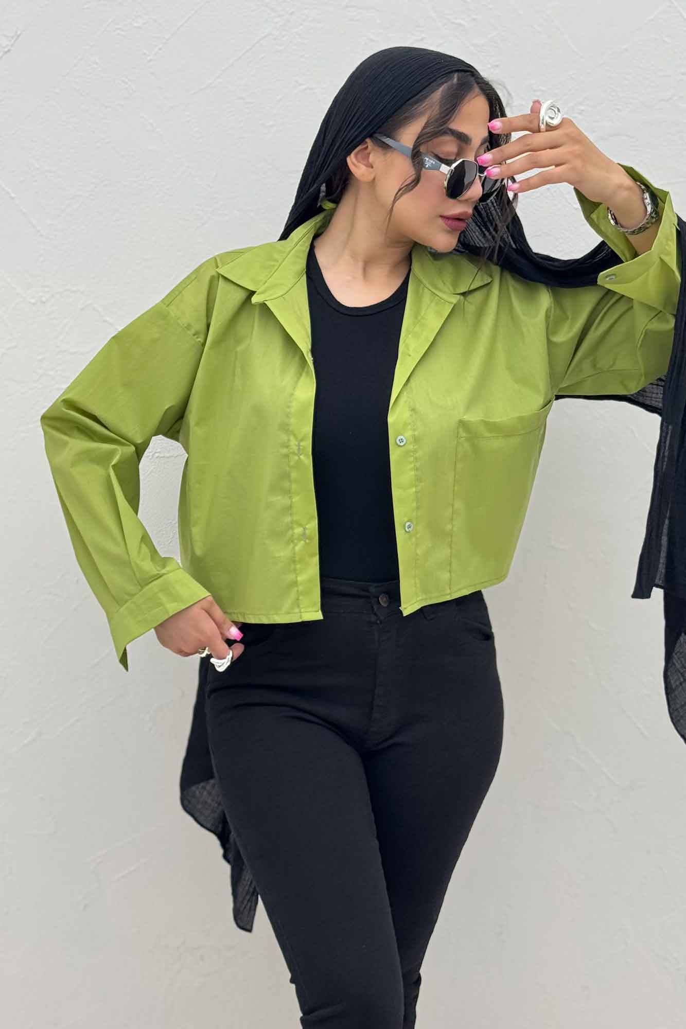 شومیز کراپ پری ساده تک جیب