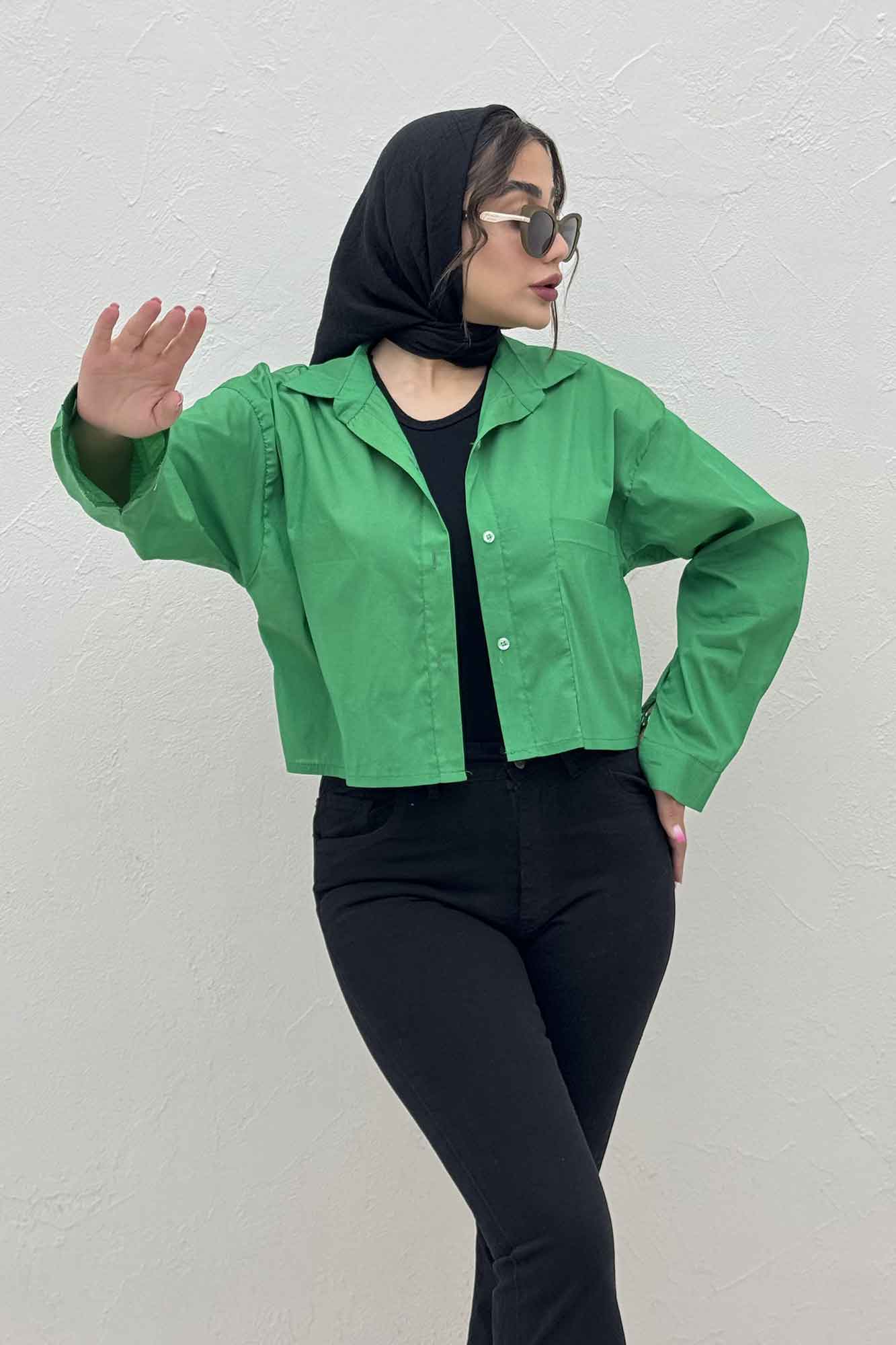 شومیز کراپ پری ساده تک جیب