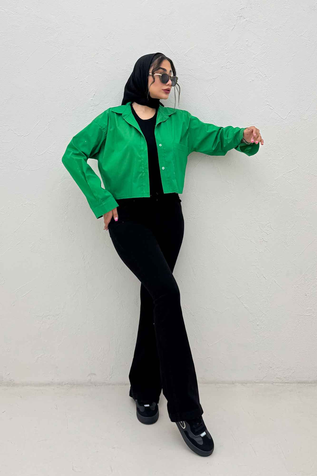 شومیز کراپ پری ساده تک جیب