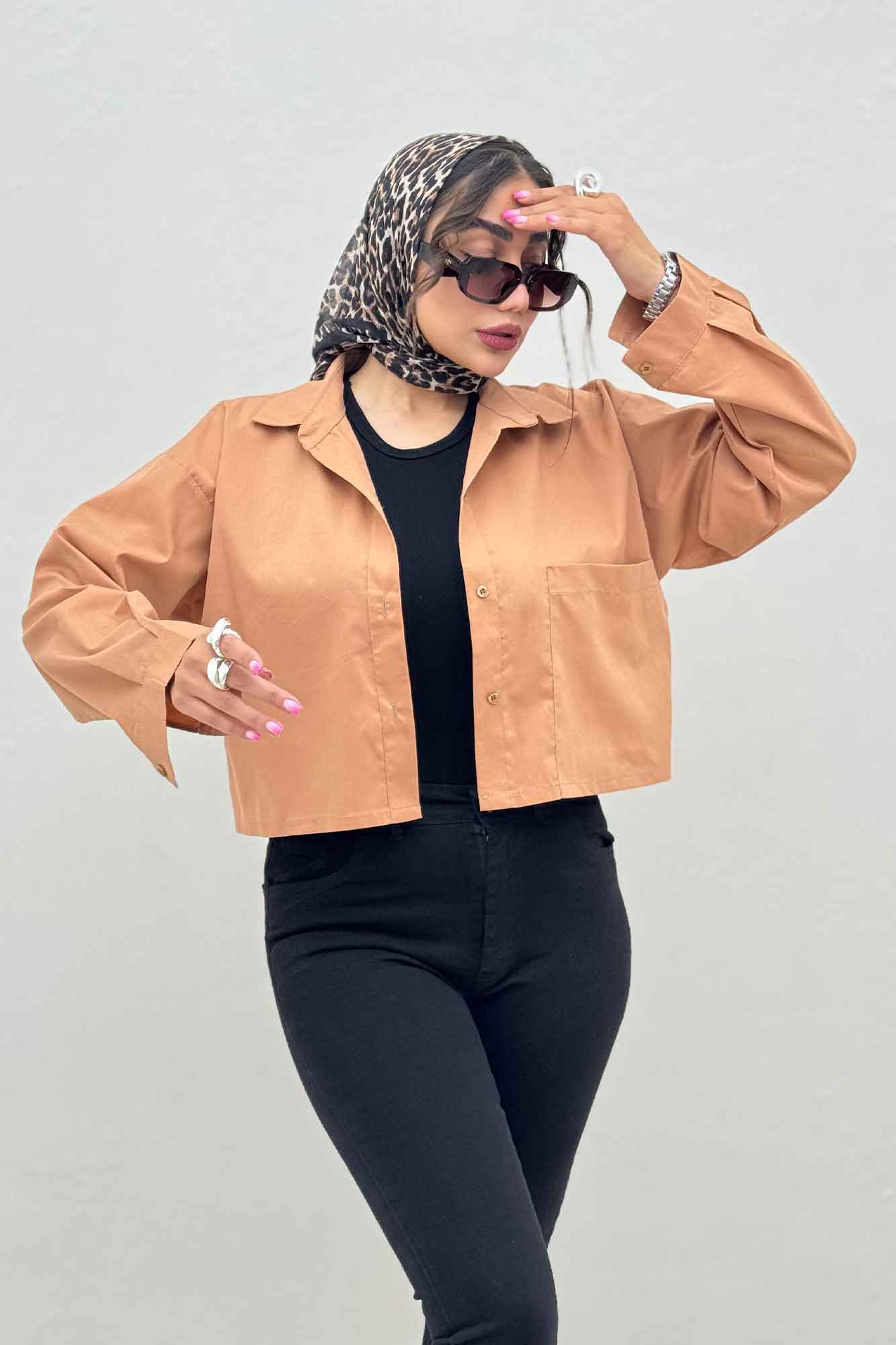 شومیز کراپ پری ساده تک جیب