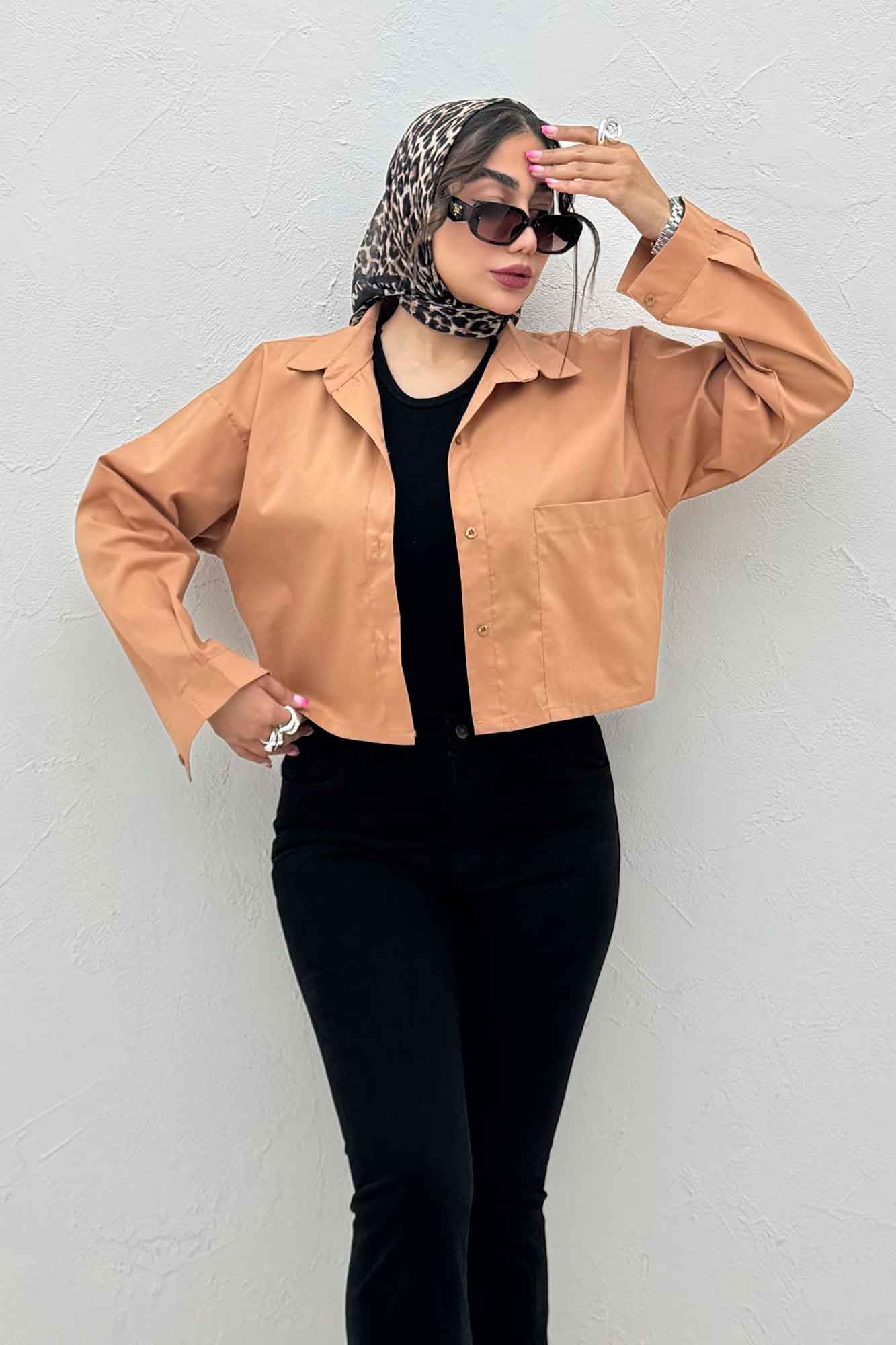 شومیز کراپ پری ساده تک جیب