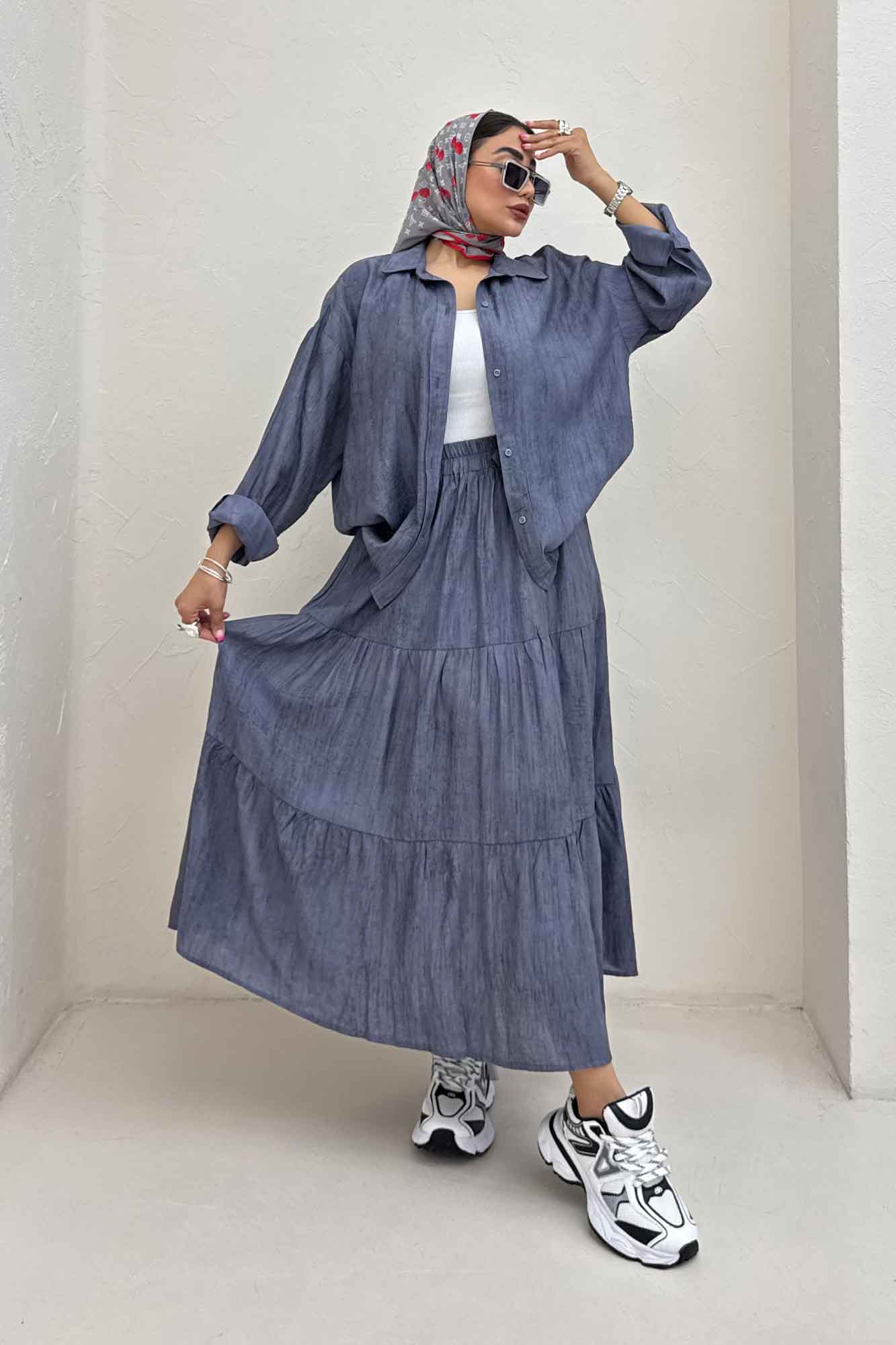 ست شومیز و دامن زارا پرینت آنیرو