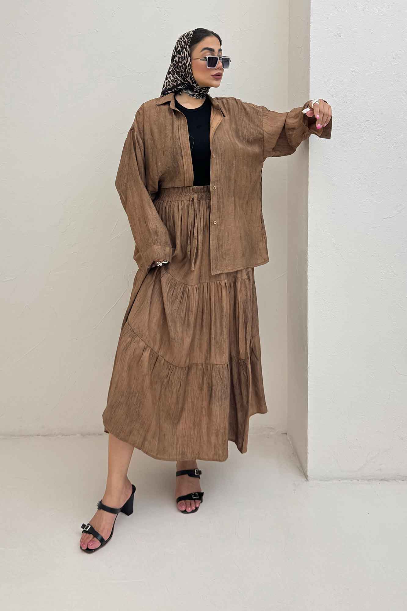 ست شومیز و دامن زارا پرینت آنیرو