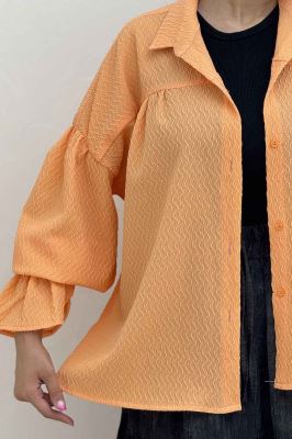 مانتو پفکی آستین چین دار طرح ویو