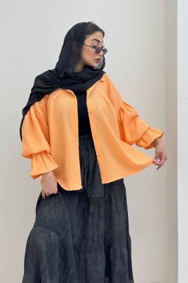 مانتو پفکی آستین چین دار طرح ویو