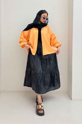 مانتو پفکی آستین چین دار طرح ویو