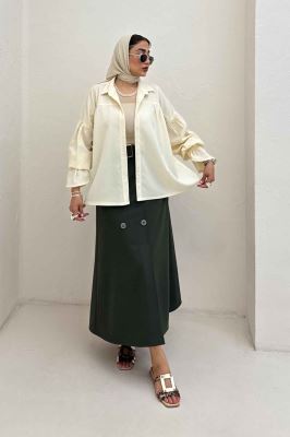 مانتو پفکی آستین چین دار طرح ویو