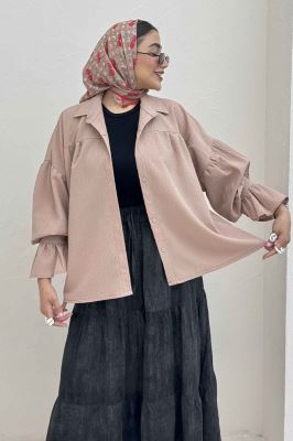 مانتو پفکی آستین چین دار طرح ویو