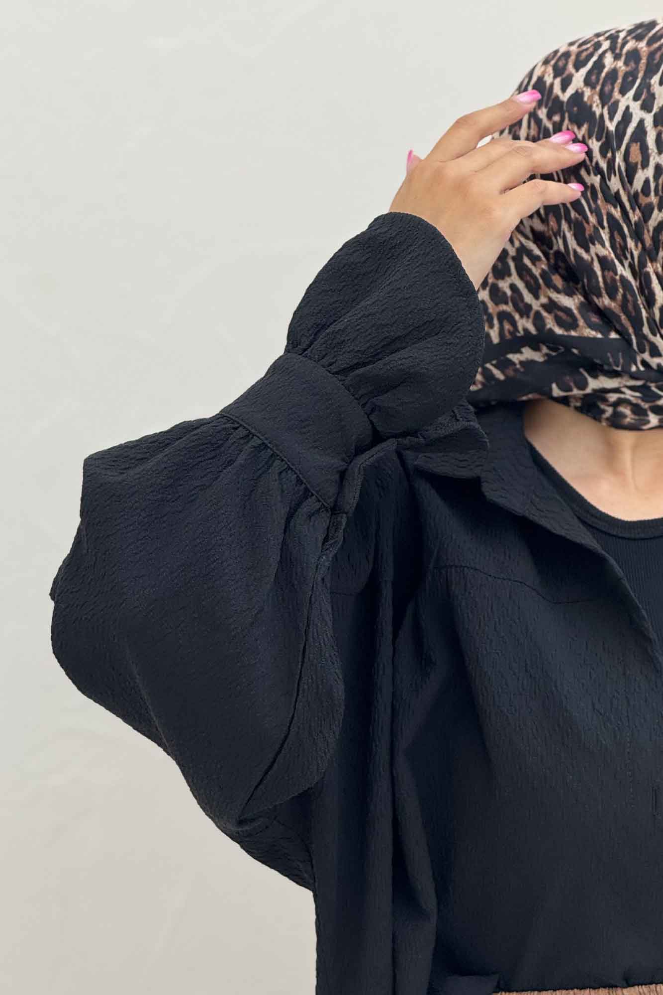 مانتو پفکی آستین چین دار طرح ویو