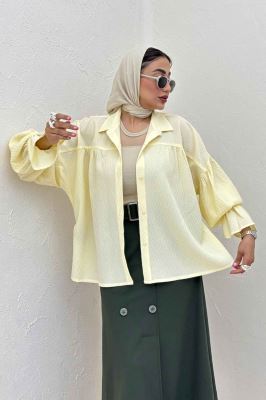 مانتو پفکی آستین چین دار طرح ویو