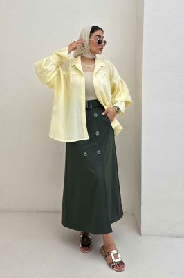 مانتو پفکی آستین چین دار طرح ویو