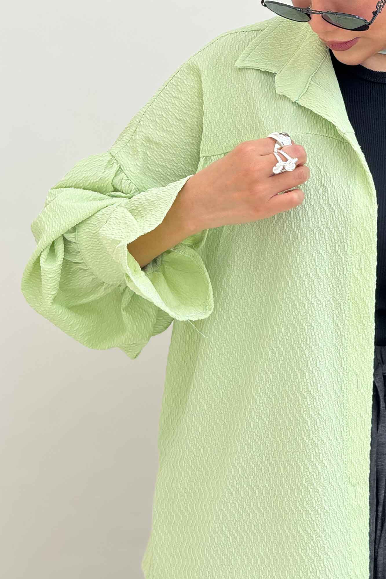 مانتو پفکی آستین چین دار طرح ویو