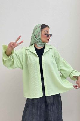 مانتو پفکی آستین چین دار طرح ویو