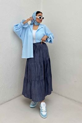 مانتو پفکی آستین چین دار طرح ویو