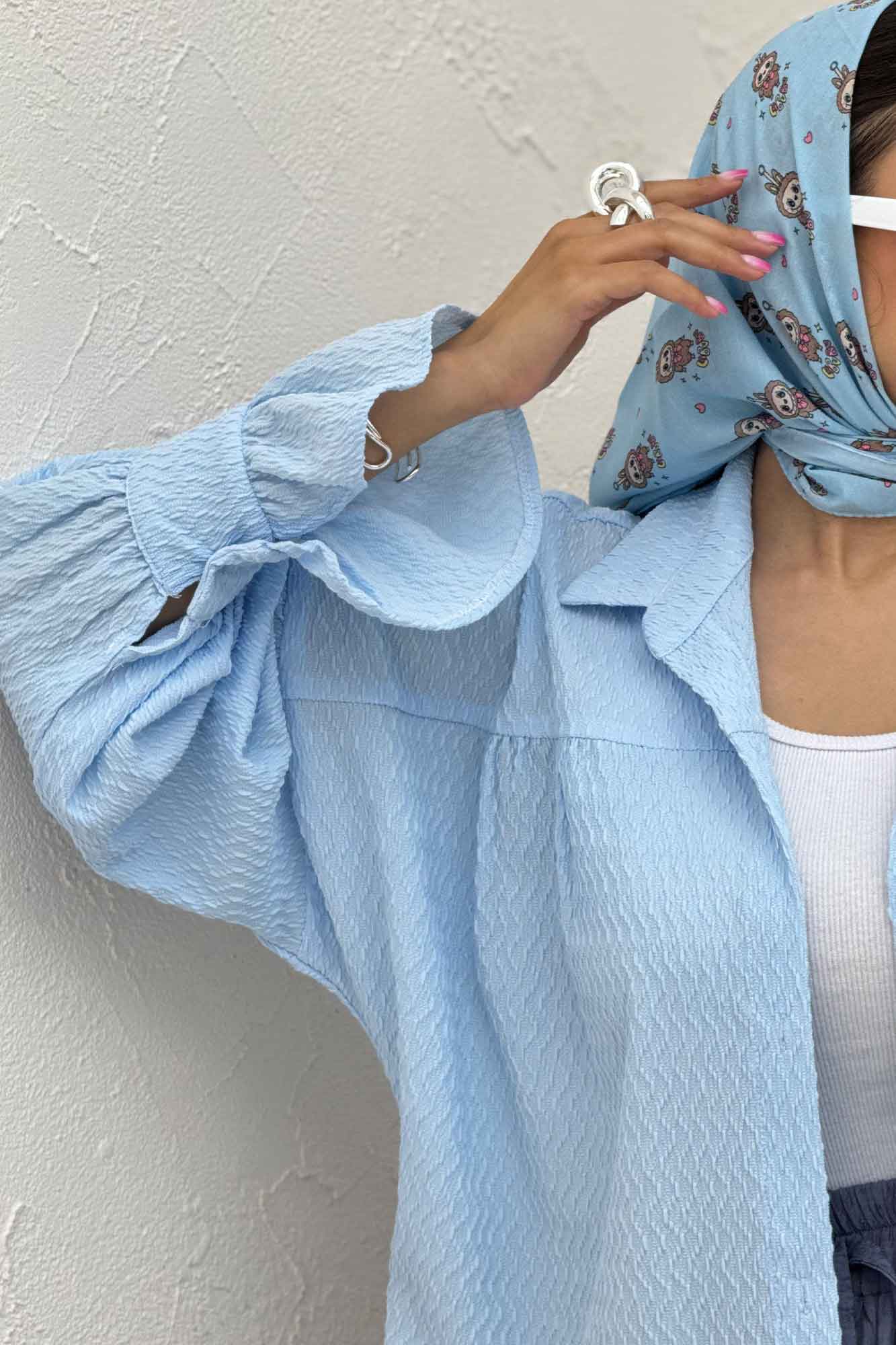 مانتو پفکی آستین چین دار طرح ویو