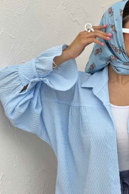 مانتو پفکی آستین چین دار طرح ویو