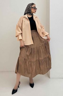 مانتو پفکی آستین چین دار طرح ویو