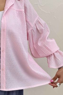 مانتو پفکی آستین چین دار طرح ویو