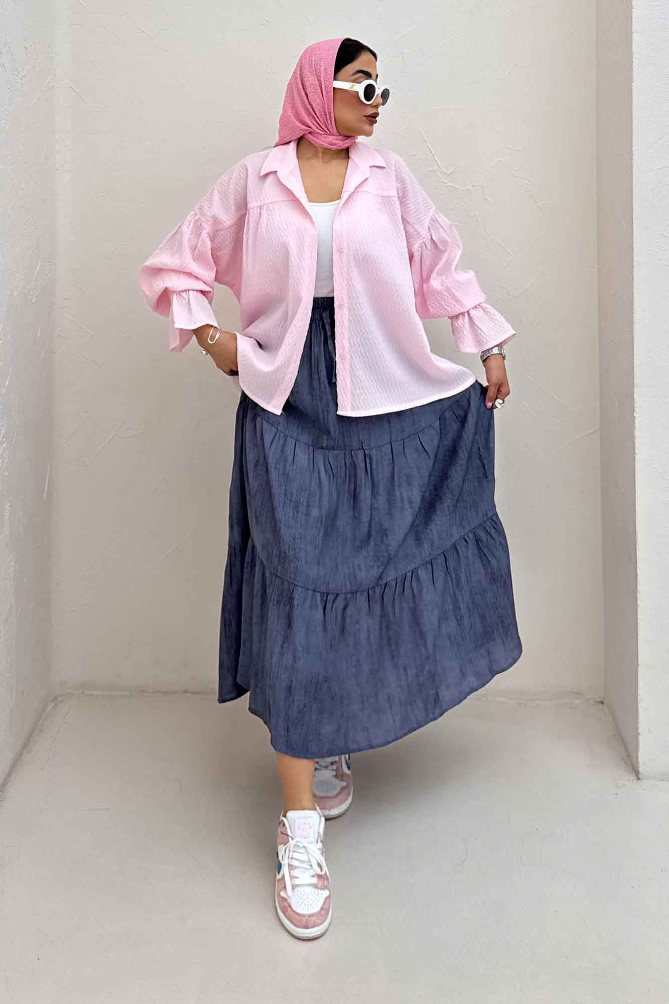 مانتو پفکی آستین چین دار طرح ویو