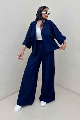 ست شومیز و شلوار کریشه LEON