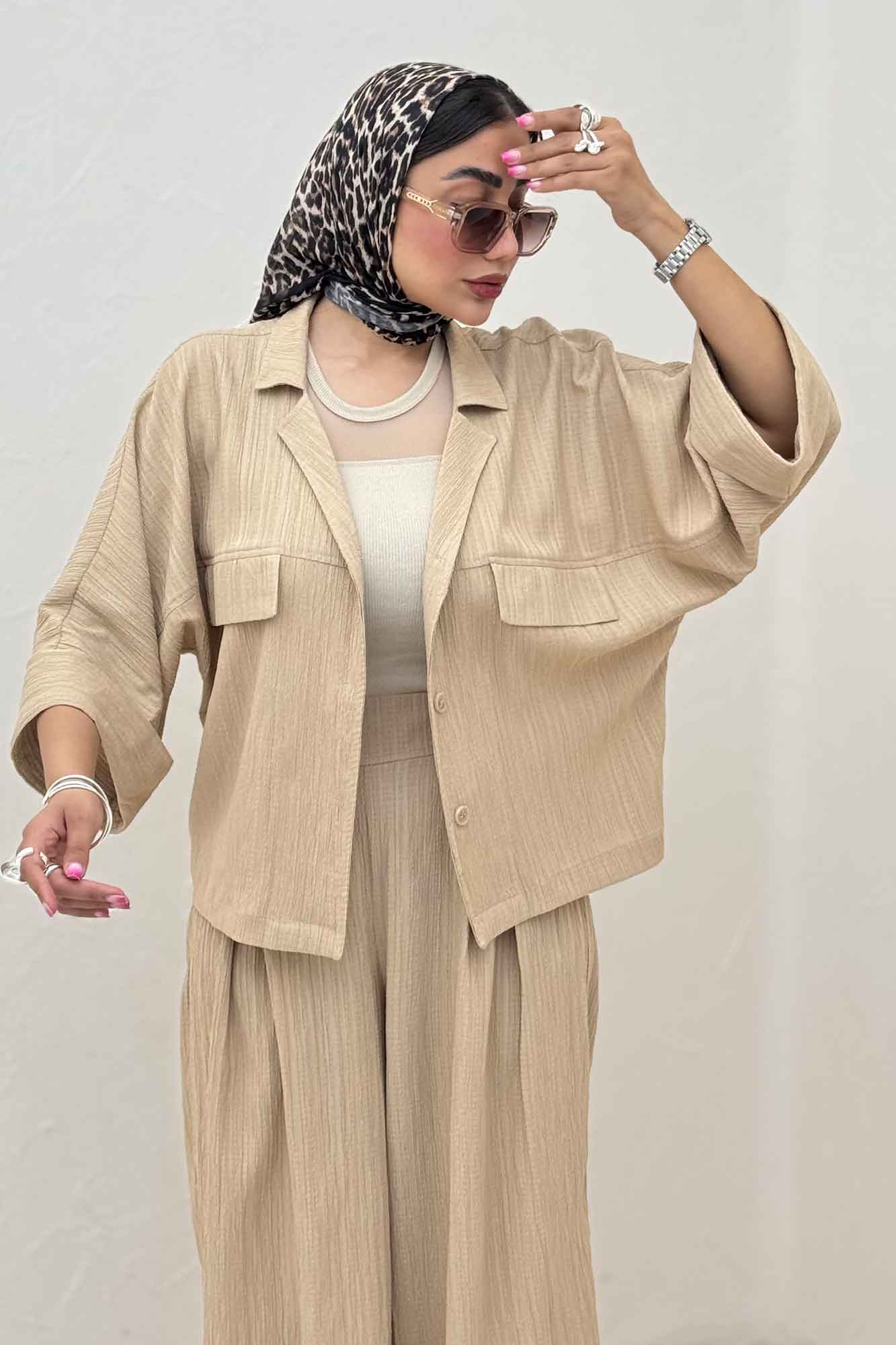 ست شومیز و شلوار کریشه LEON