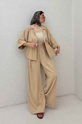 ست شومیز و شلوار کریشه LEON