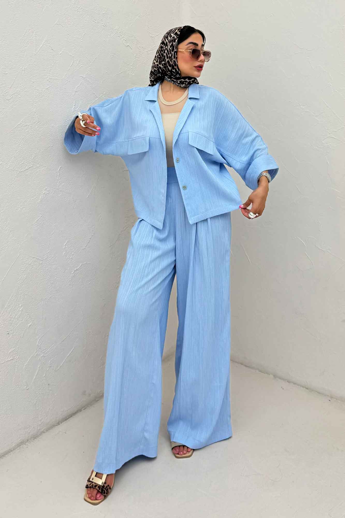 ست شومیز و شلوار کریشه LEON