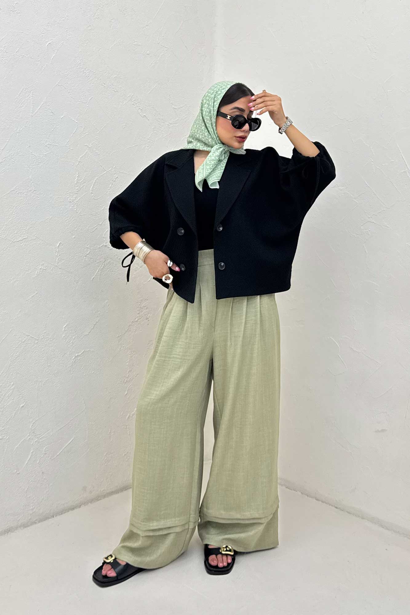 کت آستین خفاشی گت دار ماچا