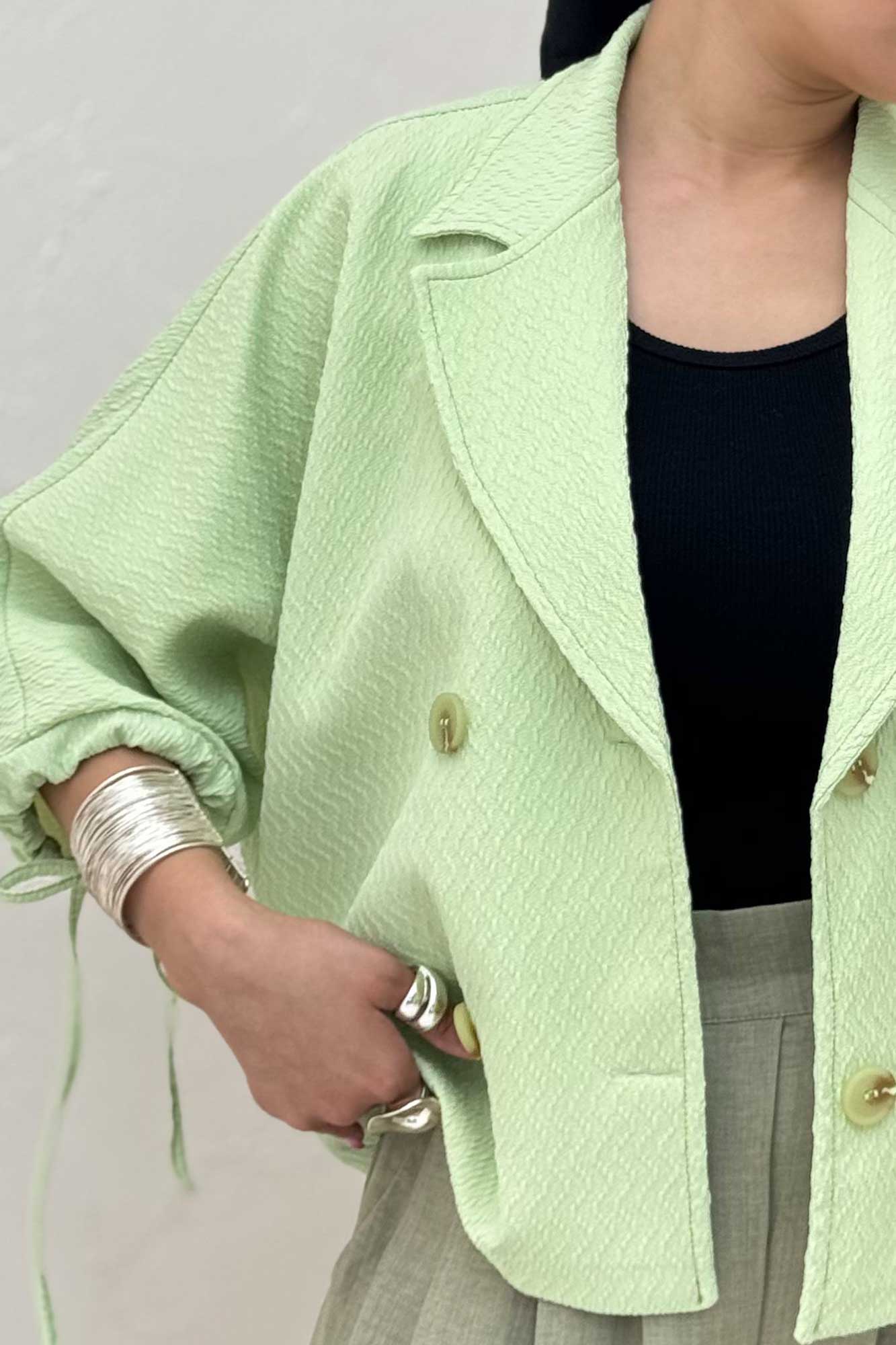 کت آستین خفاشی گت دار ماچا