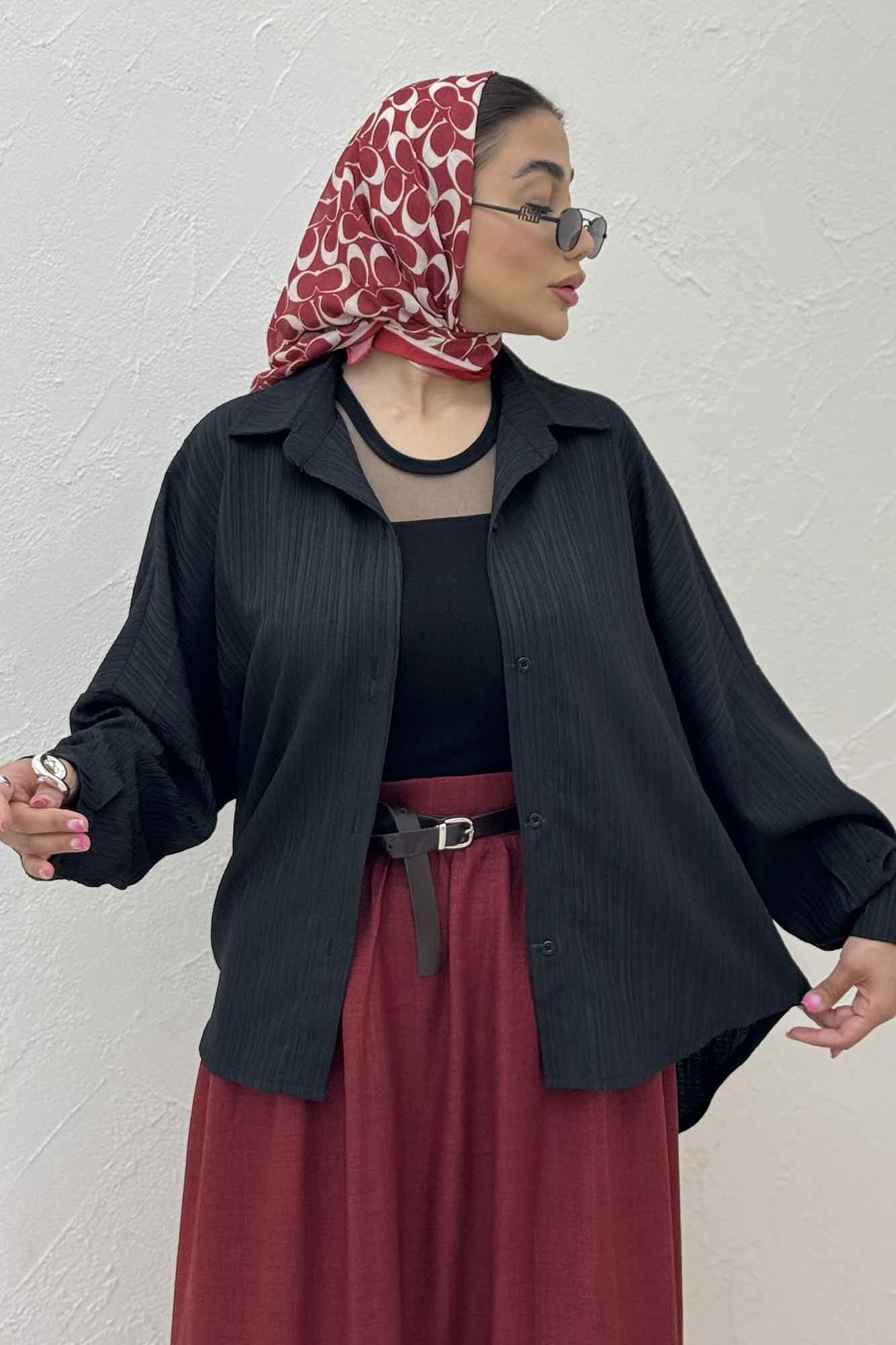 شومیز مانتویی کریشه پایین هلال