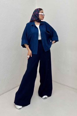 شومیز مانتویی کریشه مچ پهن