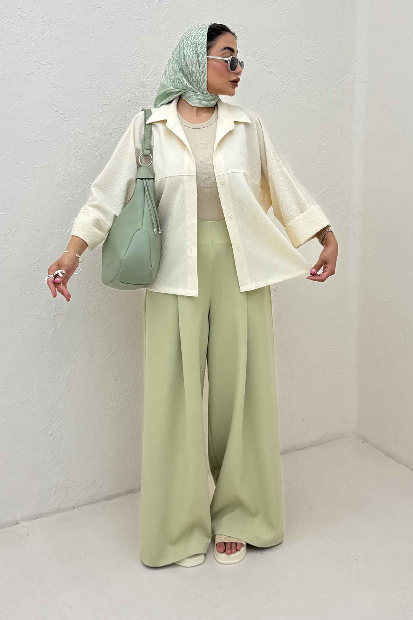 شومیز مانتویی پفکی مچ پهن