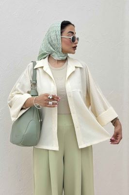 شومیز مانتویی پفکی مچ پهن