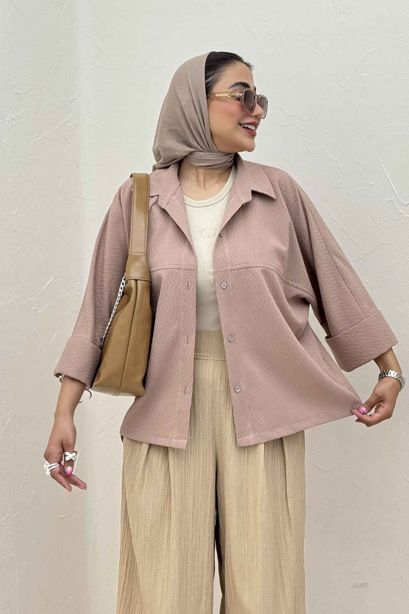 شومیز مانتویی پفکی مچ پهن