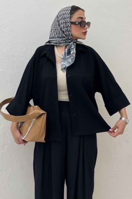 شومیز مانتویی پفکی مچ پهن