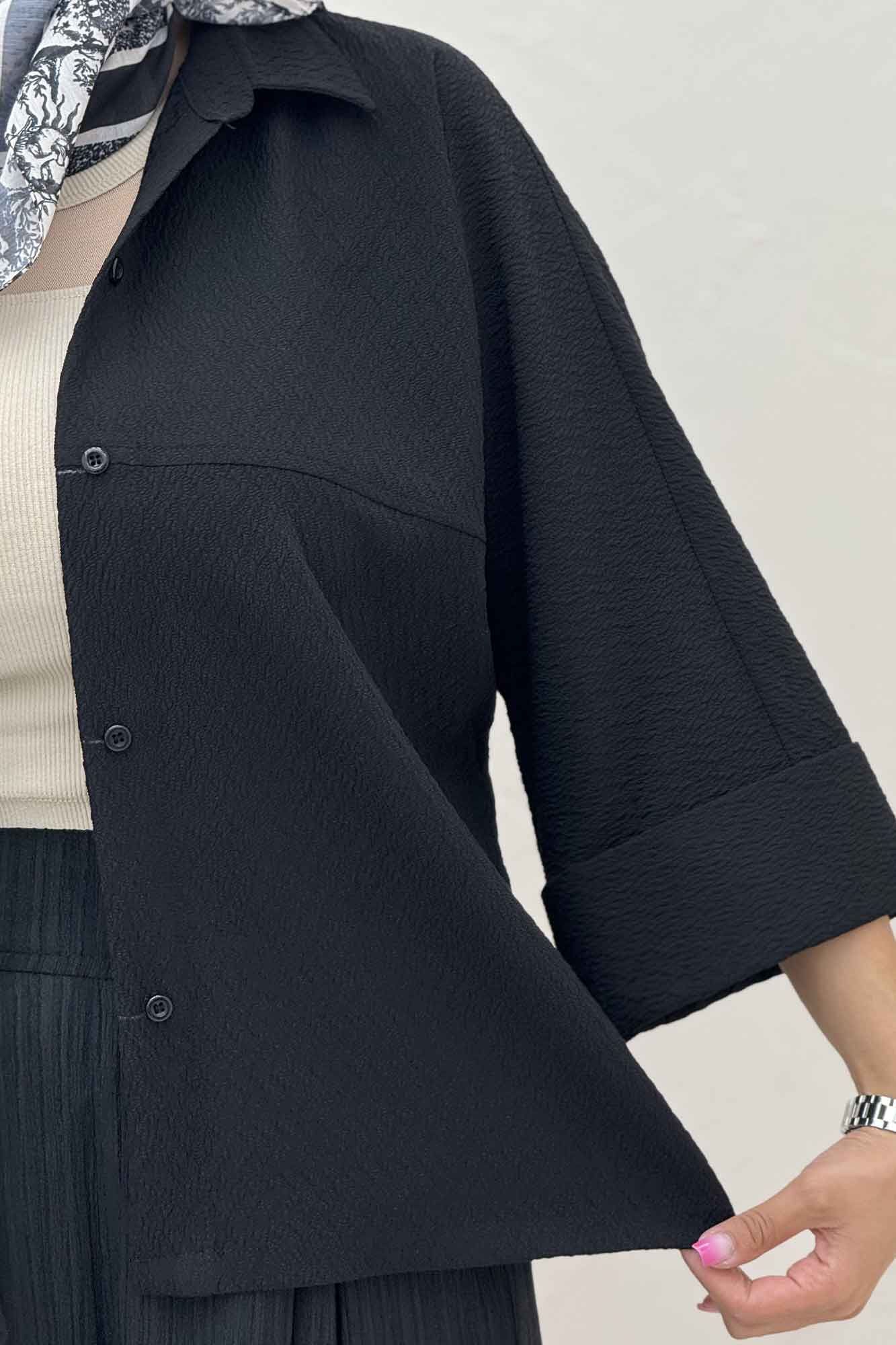 شومیز مانتویی پفکی مچ پهن