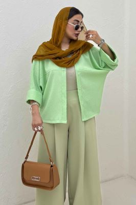 شومیز مانتویی پفکی مچ پهن