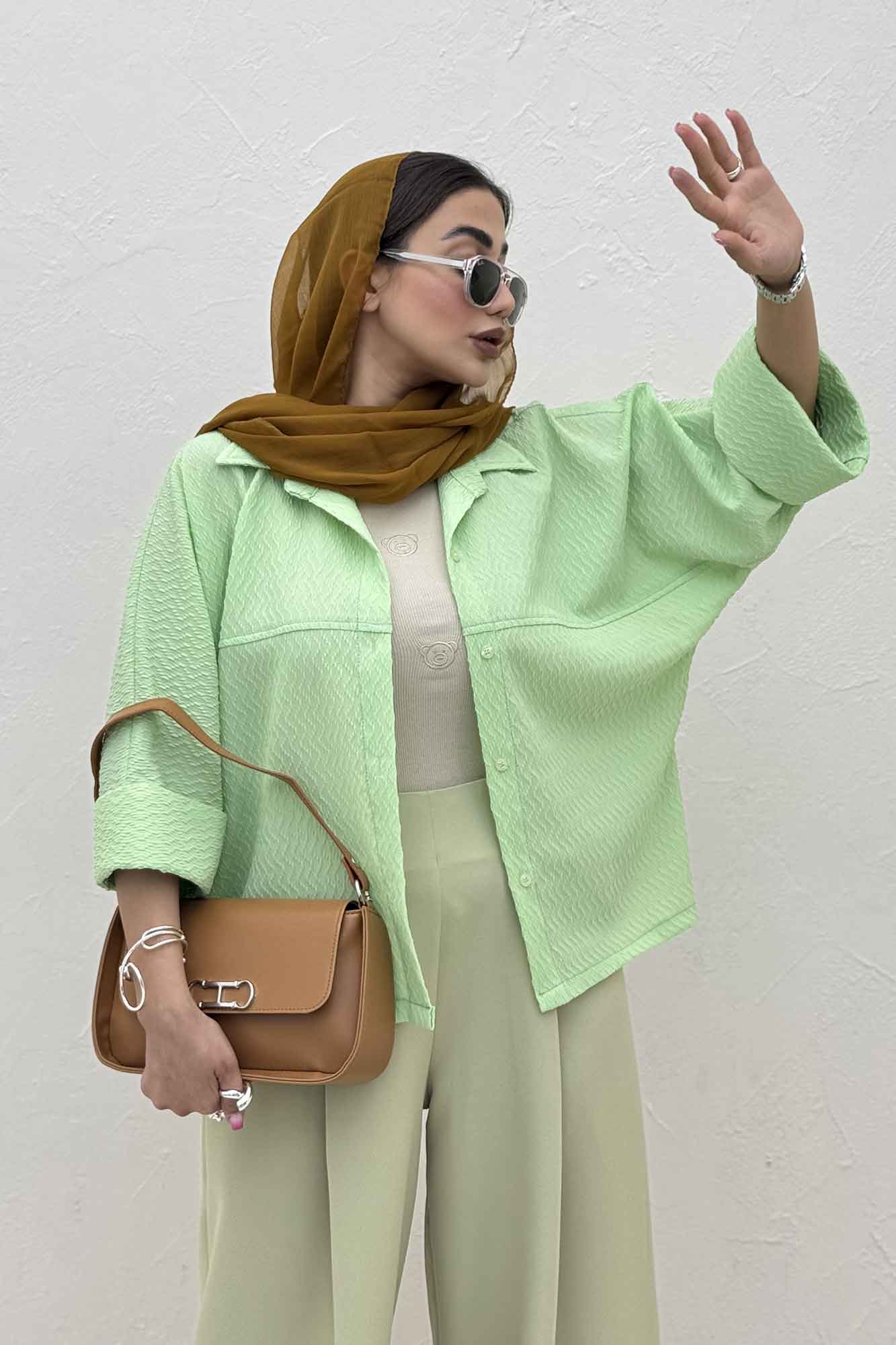 شومیز مانتویی پفکی مچ پهن