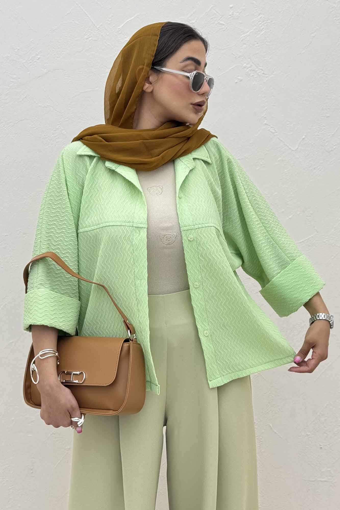 شومیز مانتویی پفکی مچ پهن