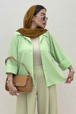 شومیز مانتویی پفکی مچ پهن