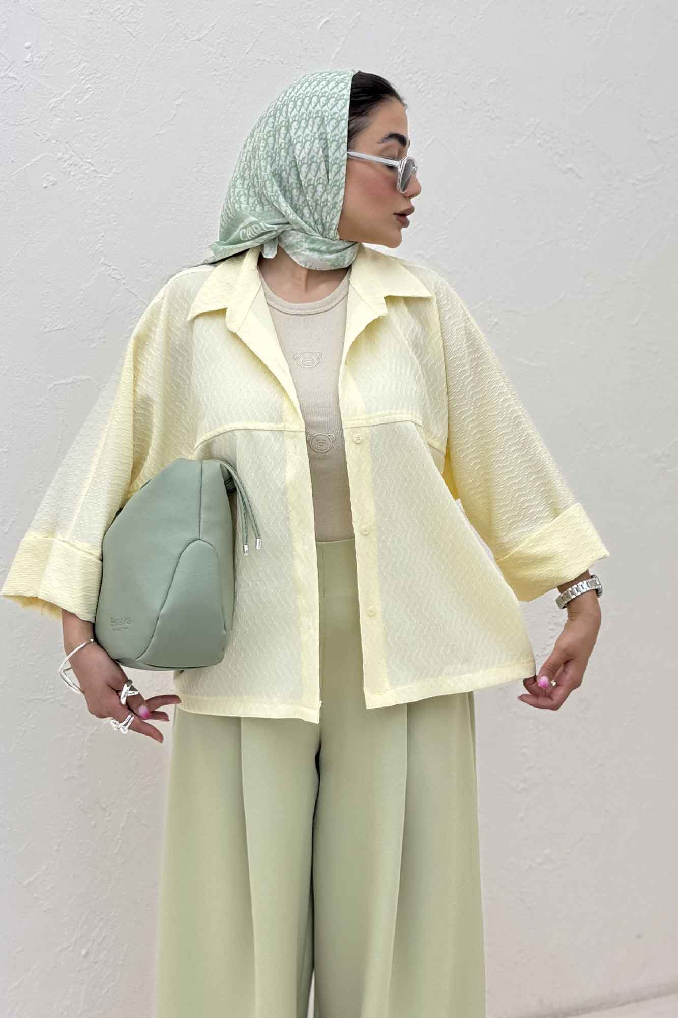 شومیز مانتویی پفکی مچ پهن