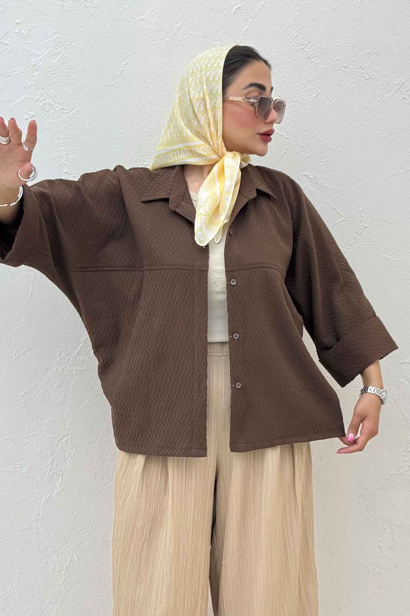 شومیز مانتویی پفکی مچ پهن